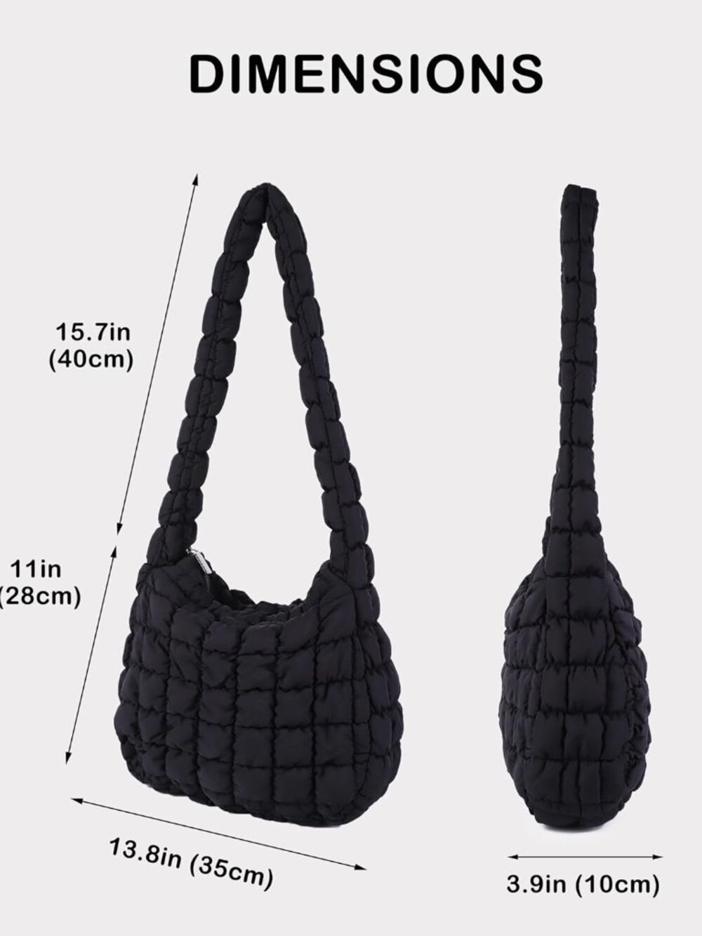 Puffer Quilted Shoulder Bag for Women Puffy Bubble Tote Bag Lightweight Nylon Ha - Picture 5 of 8